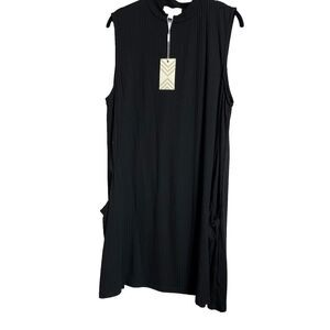 Step Up Womens Black Mock Turtleneck Sleeveless Dress Size 2XL Pockets